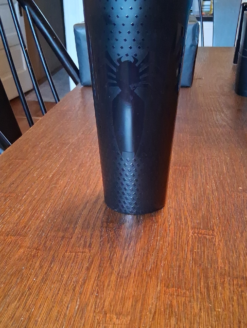 Corkcicle Matte Black Travel Tumbler with Subtle Spider Motif